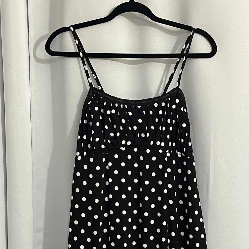 No Boundaries Maxi Slip Dress Women M Black White Polka Dot Retro Rockabilly 90s - Picture 6 of 15